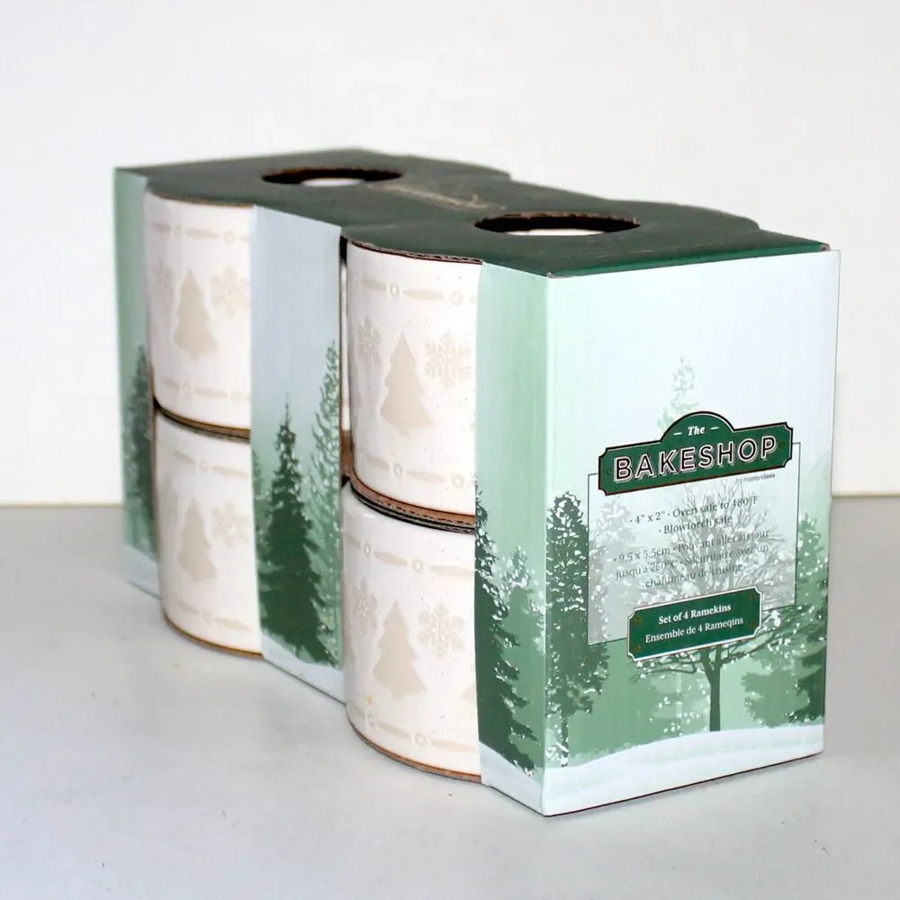 Set of 4 Ramekins The Bakeshop MasterClass winter Christmas tree snowflake bake